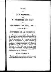 Cover of: Suite du mémoire sur la propriété des biens du Séminaire de Montréal by Jean Henri Auguste Roux