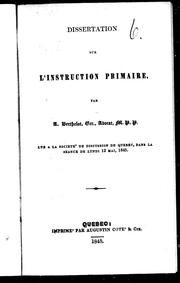 Cover of: Dissertation sur l'instruction primaire