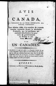 Avis au Canada, à l'occasion de la crise importante actuelle by D. B. Viger