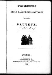 Cover of: Principes de la langue des sauvages appelés Sauteux