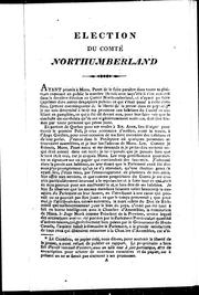 Cover of: Election du comté Northumberland