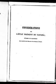 Cover of: Considérations sur l'état présent du Canada by Querdisien Trémais