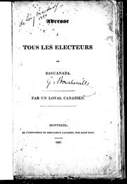 Cover of: Adresse à tous les électeurs du Bas-Canada by Louis Joseph Papineau