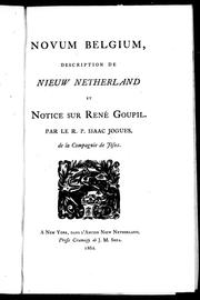 Cover of: Novum Belgium: description de Nieuw Netherland et notice sur René Goupil