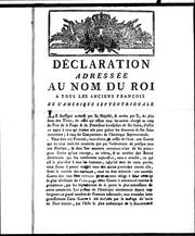 Cover of: Déclaration adressée au nom du roi a tous les anciens François de l'Amerique septentrionale