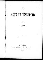 Cover of: Un acte de désespoir