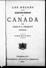 Cover of: Les Belges et les Alsaciens-Lorrains au Canada