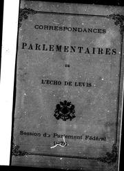 Cover of Correspondances parlementaires de l'Echo de Lévis by 