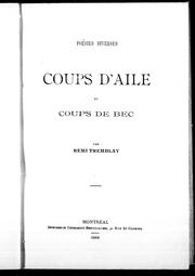 Cover of: Coups d'aile et coups de bec by Rémi Tremblay