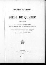 Cover of: Invasion du Canada et siége [sic] de Québec en 1775-76