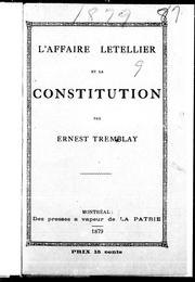 Cover of: L'affaire Letellier et la constitution