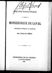 Cover of: Monseigneur de Laval, premier évêque de Québec by Henri Têtu