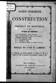 Cover of: Règlements de la Société permanente de construction du district de Montréal: précédés de son acte d'incorporation