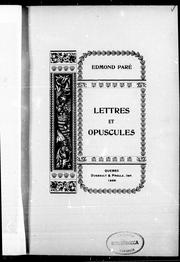 Cover of: Lettres et opuscules