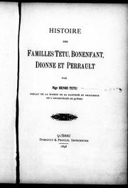 Cover of: Histoire des famille Têtu, Bonenfant, Dionne et Perrautl