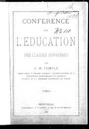 Cover of: Conférences sur l'éducation des classes ouvrières