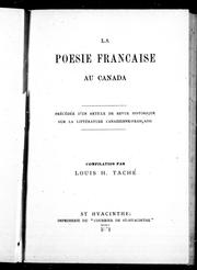 Cover of: La Poésie française au Canada by Louis-H Taché, Louis-H Taché