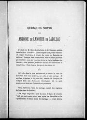 Cover of: Quelques notes sur Antoine de Lamothe de Cadillac