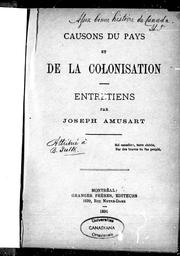 Cover of: Causons du pays et de la colonisation by Benjamin Sulte