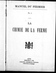 Cover of: La chimie de la ferme