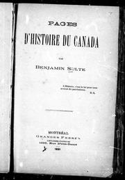 Cover of: Pages d'histoire du Canada by Benjamin Sulte
