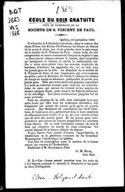 Cover of: École du soir gratuite sous le patronage de la Société de S. Vincent de Paul
