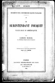 Cover of: Le surintendant Fouquet, vice-roi d'Amérique by Marcel, Gabriel