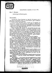 Cover of: [Lettre à Mgr Ignace Bourget, archevêque de Martianopolis, Québec, 20 mai 1881]