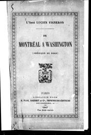 Cover of: De Montréal à Washington (Amérique du Nord) by Lucien Vigneron