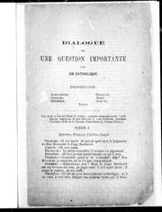 Cover of: Dialogue sur une question importante by Alphonse Villeneuve