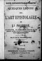 Quelques leçons sur l'art épistolaire et la politesse by P. D. de Villers