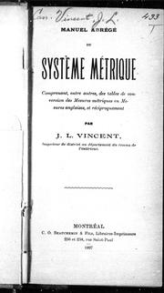 Cover of: Manuel abrégé du système métrique by J. L. Vincent