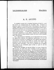 Cover of: Les hommes du jour: A.R. Angers