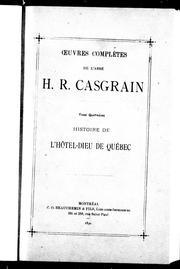 Cover of: Oeuvres complètes de l'abbé Casgrain