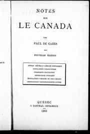 Cover of: Notes sur le Canada by Paul de Cazes