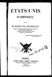 Cover of: Etats-Unis d'Amérique by Roux de Rochelle