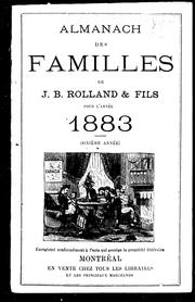 Cover of: Almanach des familles de J.B. Rolland & fils pour l'année 1883: (sixième année)