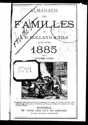 Cover of: Almanach des familles de J.B. Rolland & fils pour l'année 1885: (huitième année)
