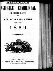 Cover of: Almanach agricole, commercial et historique de J.B. Rolland & fils pour l'année 1869 by J. B. Rolland & fils (Firme)