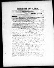 Cover of: Circulaire au clergé by Église catholique. Diocèse de Montréal. Évêque (1840-1876 : Bourget)