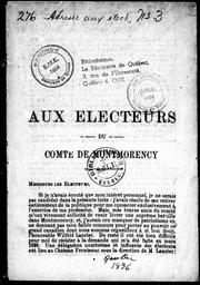 Cover of: Aux électeurs du comté de Montmorency by Charles Langelier