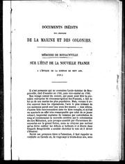 Cover of: Mémoire de Bougainville sur l'état de la Nouvelle-France à l'époque de la guerre de Sept ans, (1757)