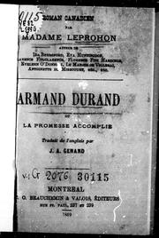 Cover of: Armand Durand ou La promesse accomplie by Rosanna Eleanor Leprohon, FB Editions Staff, J. A. Genand, Rosanna Eleanor Leprohon