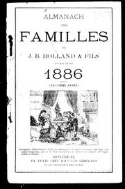 Cover of: Almanach des familles de J.B. Rolland & fils pour l'année 1886 by J. B. Rolland & fils (Firme)