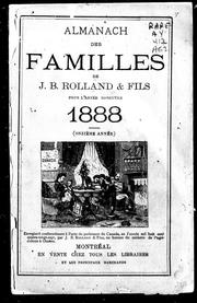 Cover of: Almanach des familles de J.B. Rolland & fils pour l'année bissextile 1888: (onzième année)