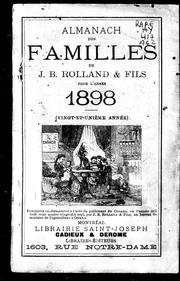Cover of: Almanach des familles de J.B. Rolland & fils pour l'année 1898: (vingt-et-unième année)