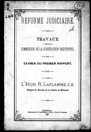 Cover of: Réforme judiciaire: travaux de la Commission de la codefication [sic] des statuts, examen du premier rapport