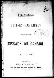 Cover of: Lettres familières sur les oiseaux du Canada by J. M. Le Moine