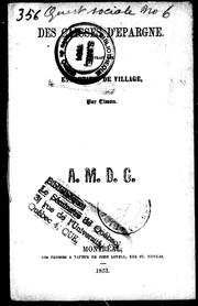 Cover of: Des caisses d'épargne: extrait des Entretiens de village