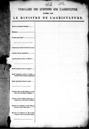 Circulaire des questions sur l'agriculture posées par le ministre de l'agriculture by Canada. Bureau d'agriculture